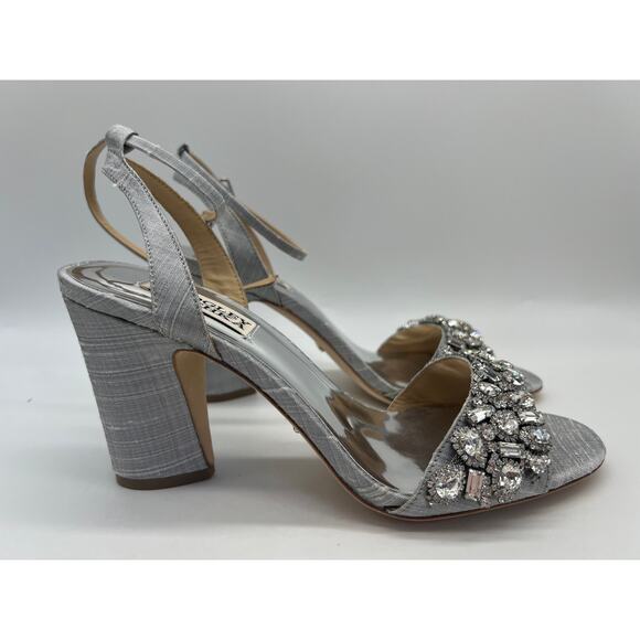 Badgley Mischka Women's Jill Chrystal Embellished Block Heel MP5331 Size 8 NIB - Picture 1 of 12